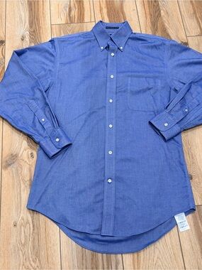 Lands' End Men's Casual Button-Down Shirt in Heathered Blue